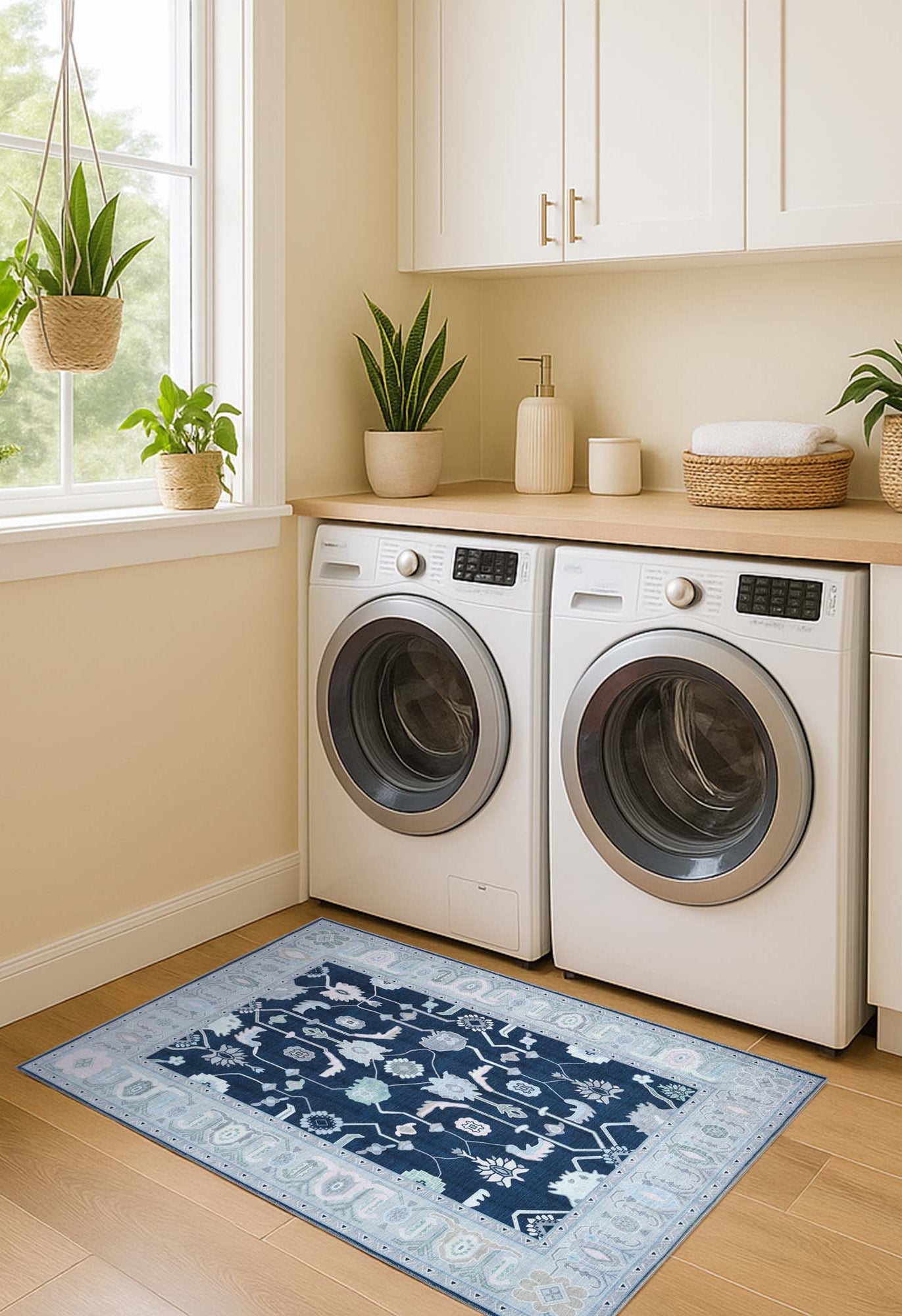 Nurul Navy Blue Modern Oushak Rug