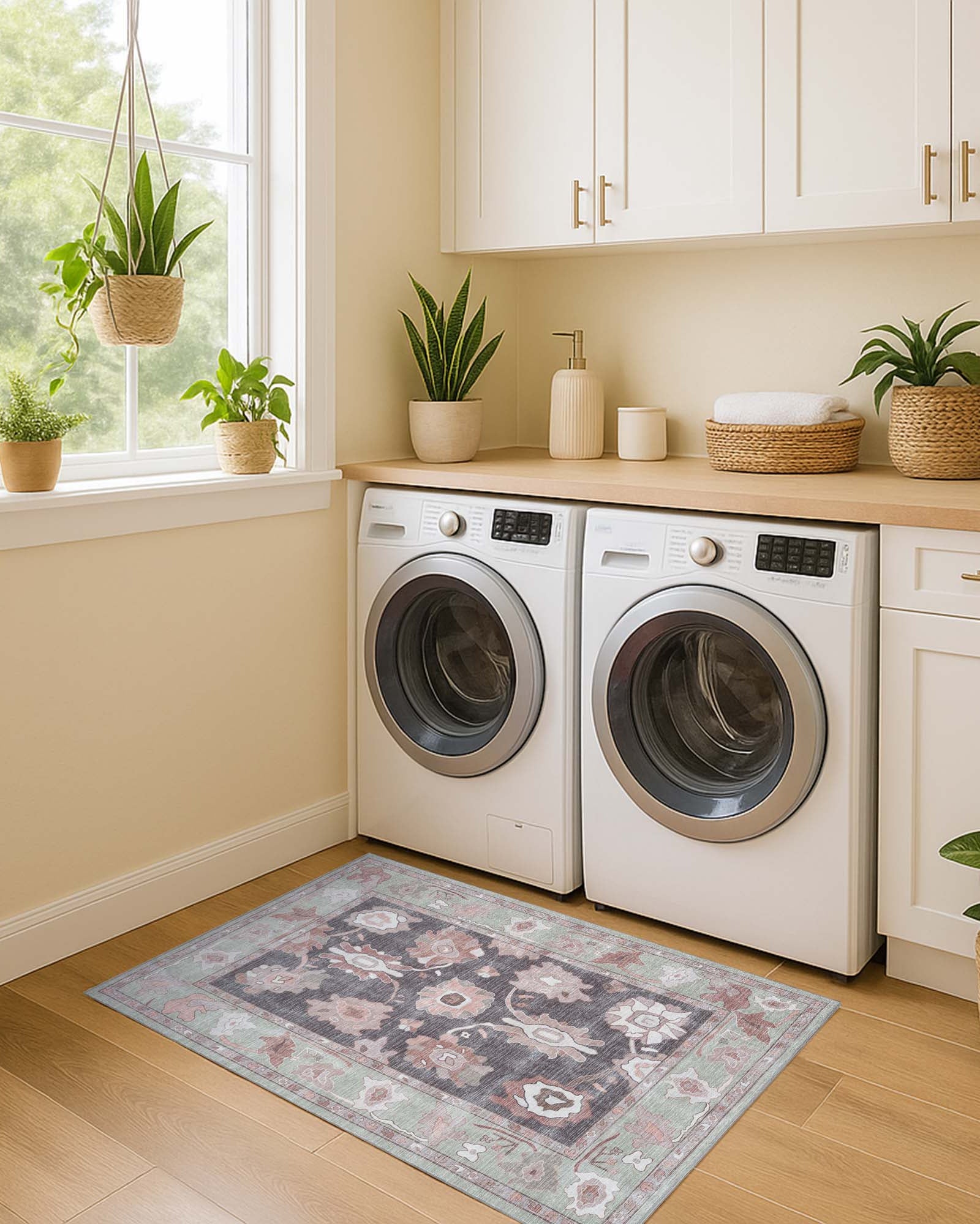 Rajiya Earth Tones Floral Modern Oushak Rug