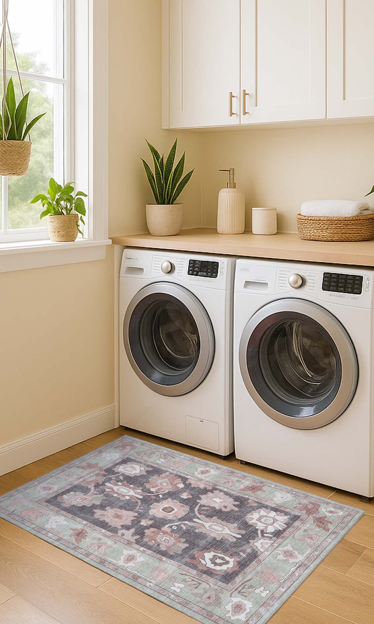 Rajiya Earth Tones Floral Modern Oushak Rug