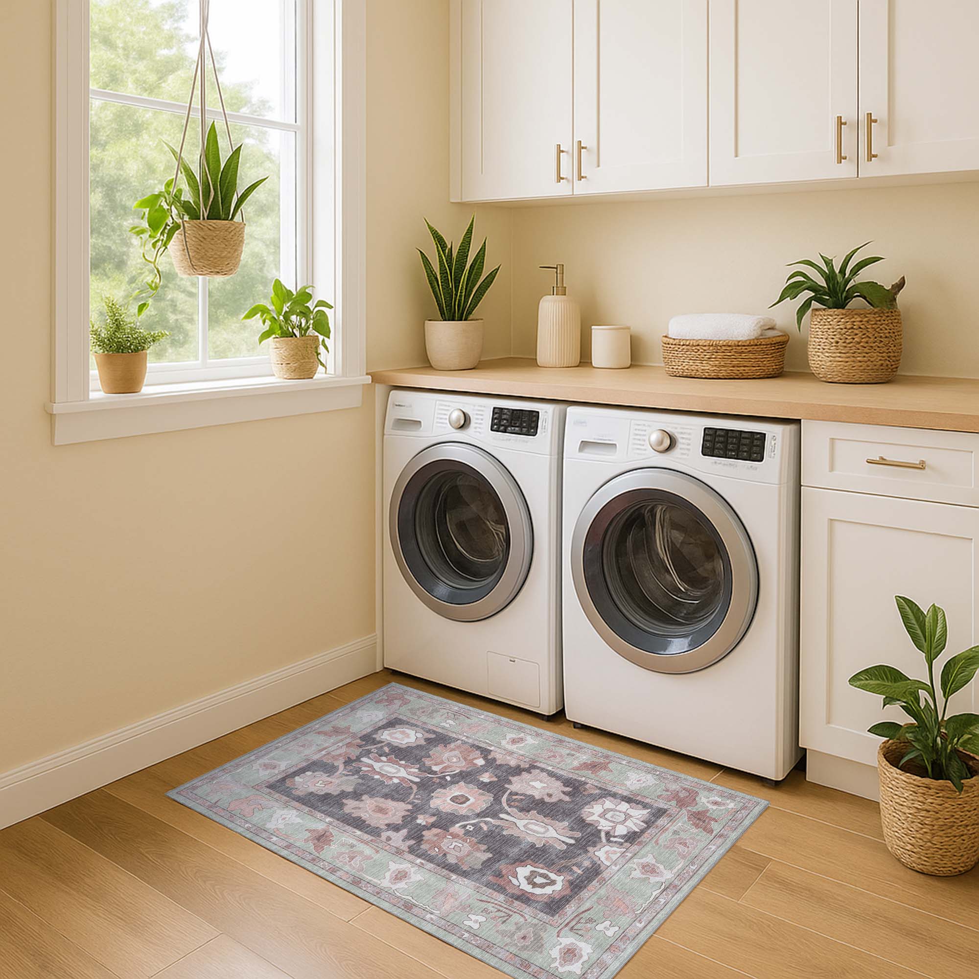 Rajiya Earth Tones Floral Modern Oushak Rug