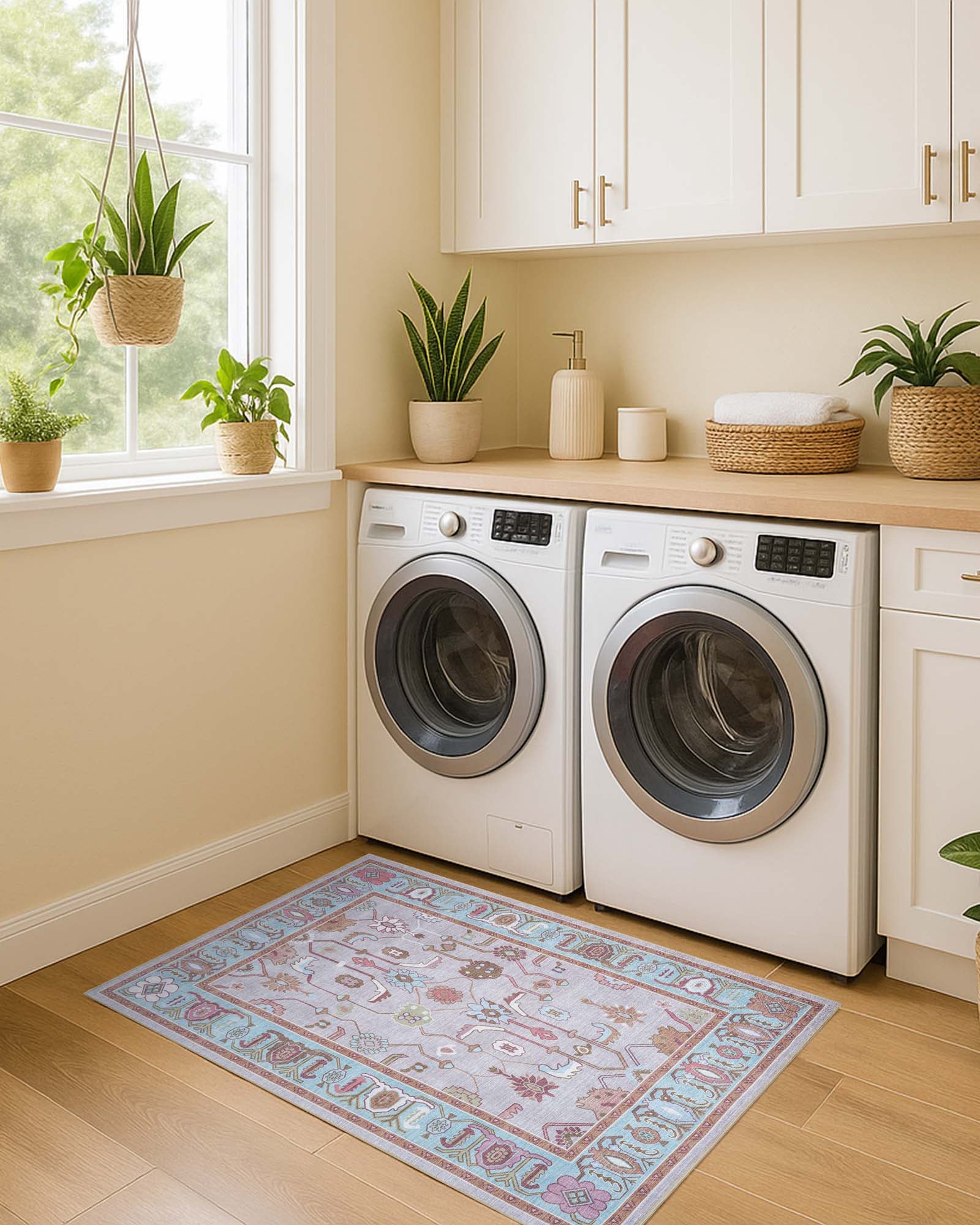 Joelle Pink Blue Modern Oushak Rug