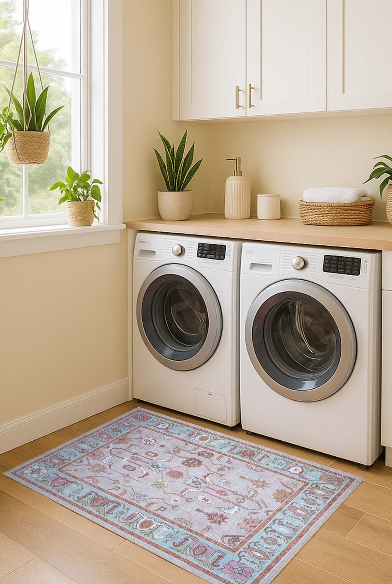 Joelle Pink Blue Modern Oushak Rug