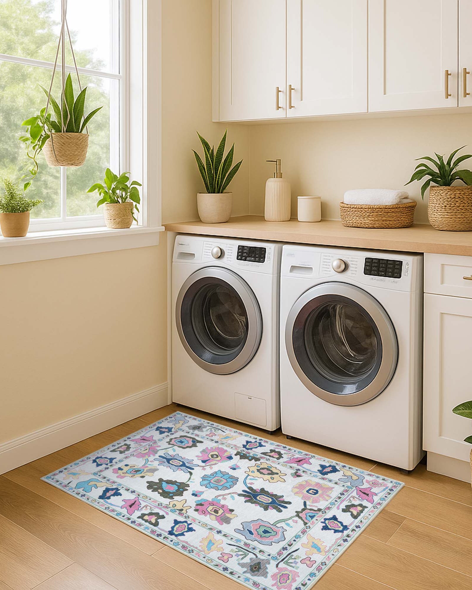 Sawsan Pastel Colorful Floral Modern Oushak Rug