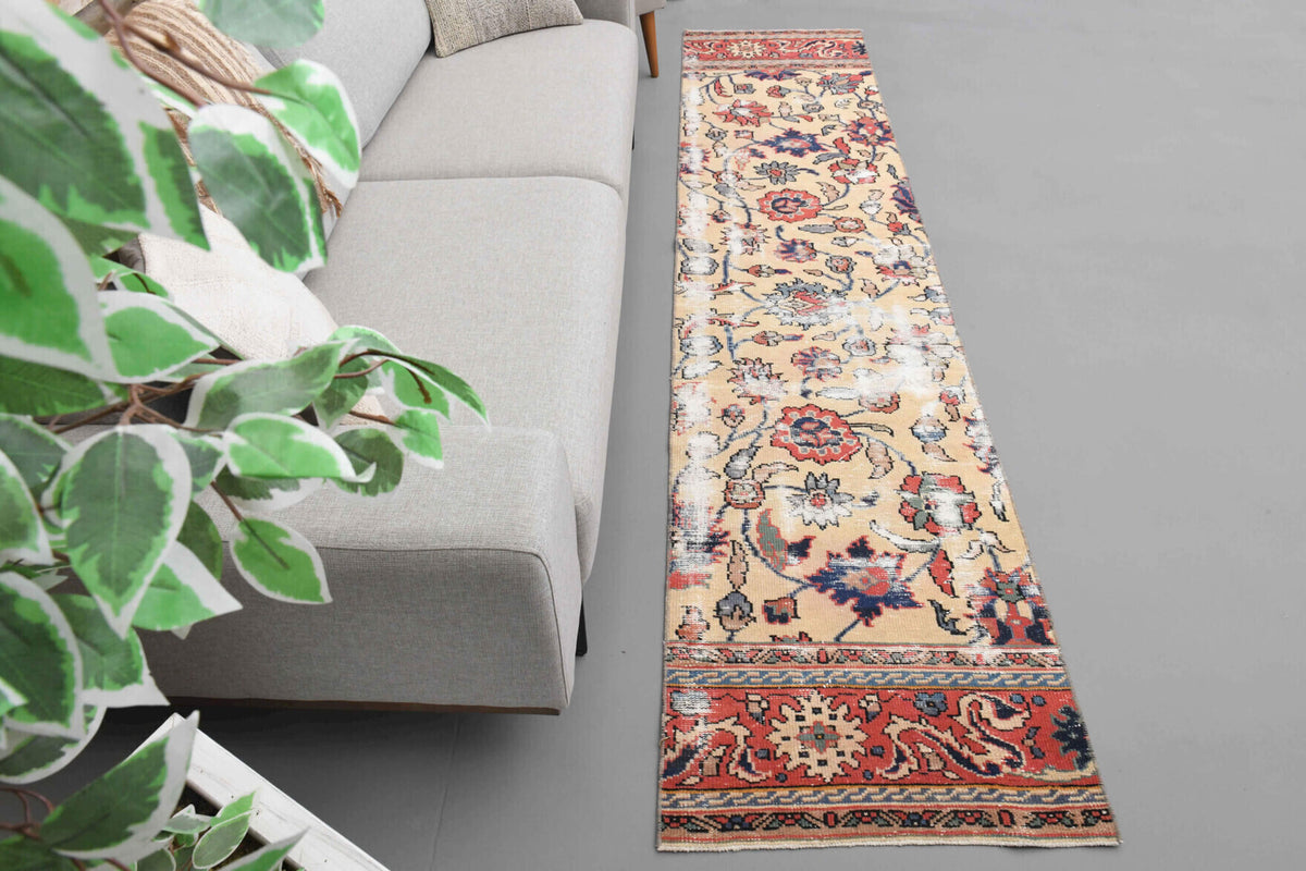 2x10 Floral Oushak Runner Rug
