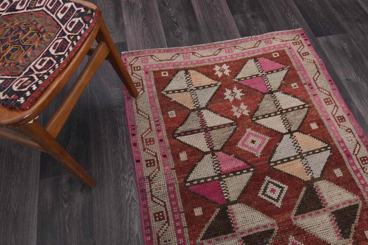 Authentic Anatolian vintage runner rug (1970s) with ikat design – one-of-a-kind at Fame Rugs