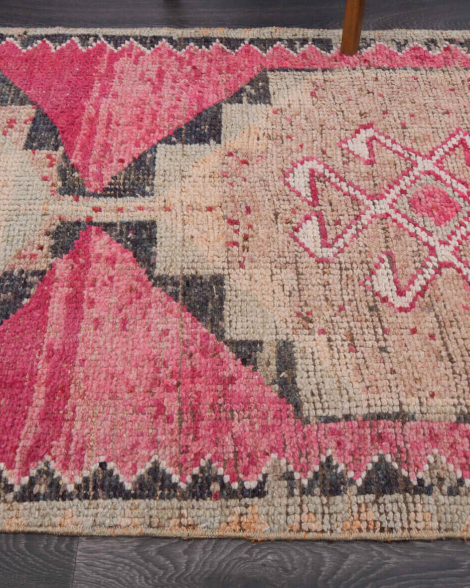 98x302 cm vintage Anatolian runner rug – Glykochoria 1970s, low pile, wool