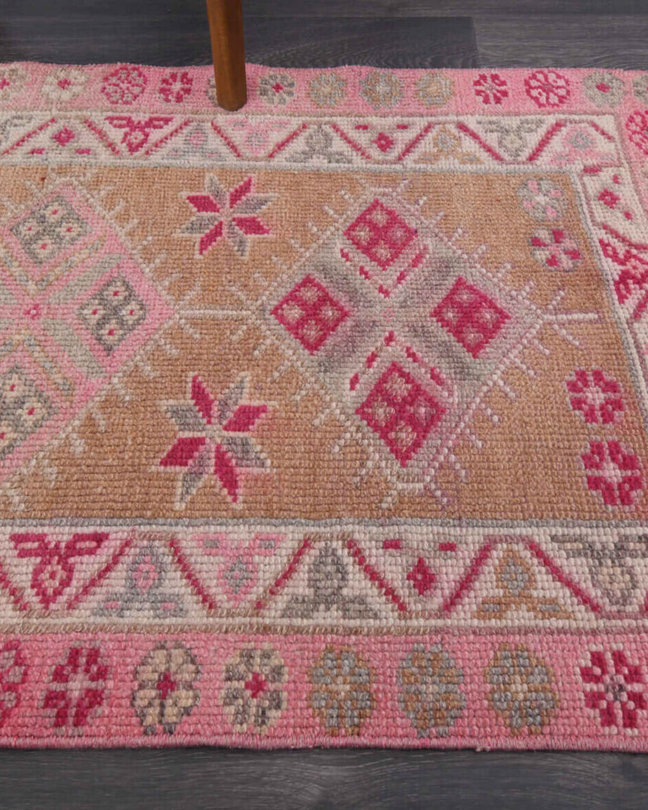81x360 cm vintage Anatolian runner rug – Mujganaz, low pile, wool