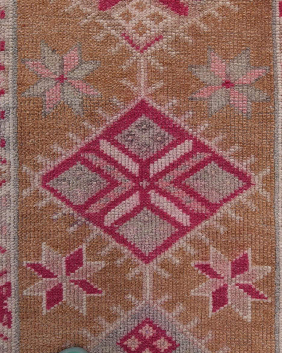 Handmade wool runner from Anatolia, Turkey – Vintage Pink Oushak Runner Rug 2'8" x 11'10"