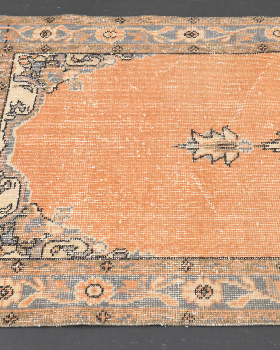 Delos runner: 1970s handmade Anatolian runner with oriental and medallion motifs and cotton backing
