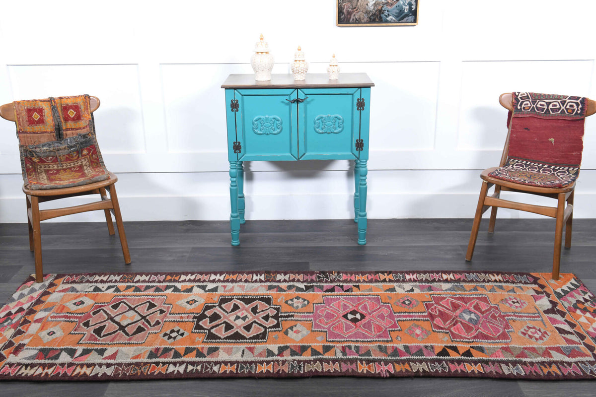 Aspendos - Hand-Knotted Flatweave Vintage Runner Rug