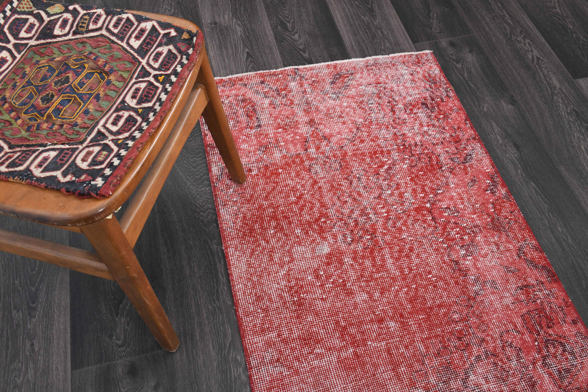 Authentic Anatolian distressed vintage runner rug (1970s) with solid design – one-of-a-kind at Fame Rugs