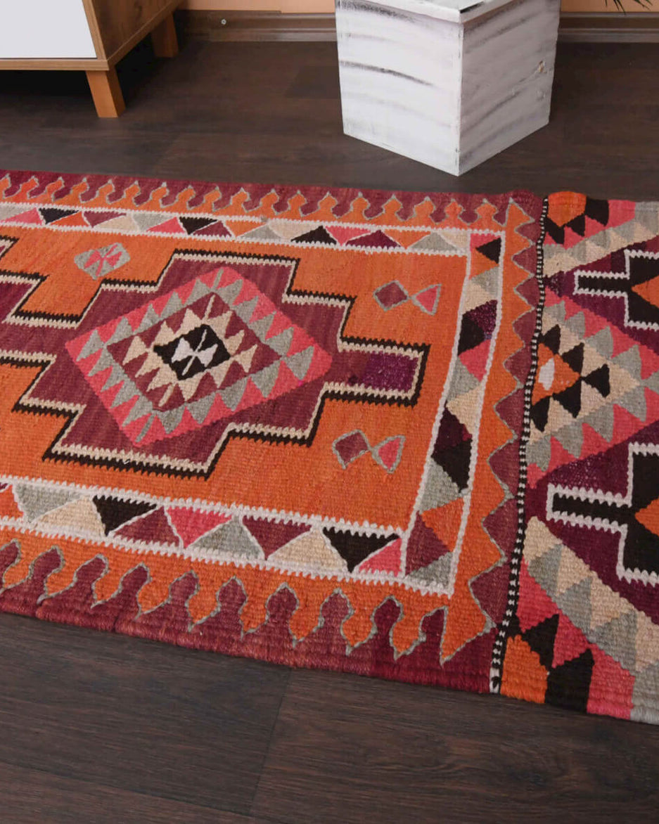 One-of-a-kind 1960s Anatolian vintage kilim runner rug in wool, 2'9" x 10'2"