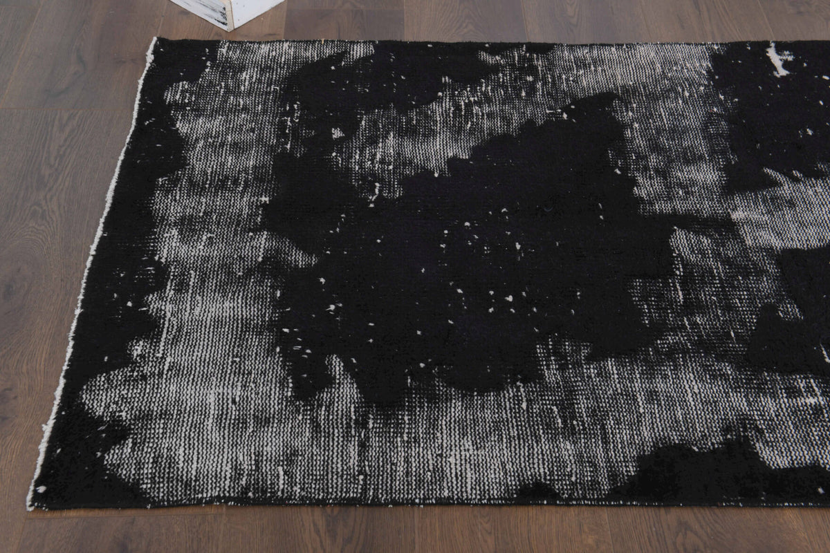 Distressed Black Anatolian Runner Rug