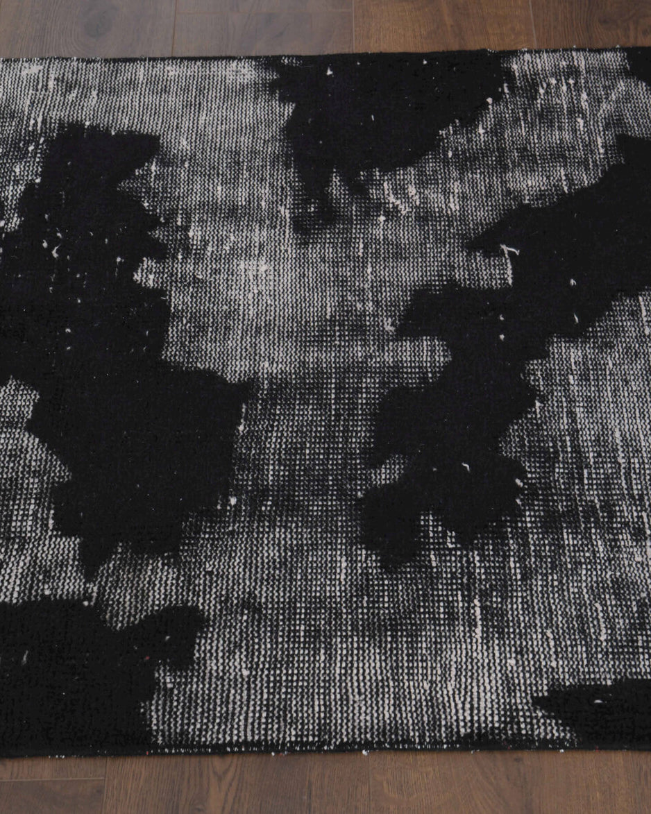 Handmade wool runner from Anatolia, Turkey – Distressed Black Anatolian Runner Rug 2'9" x 9'6"