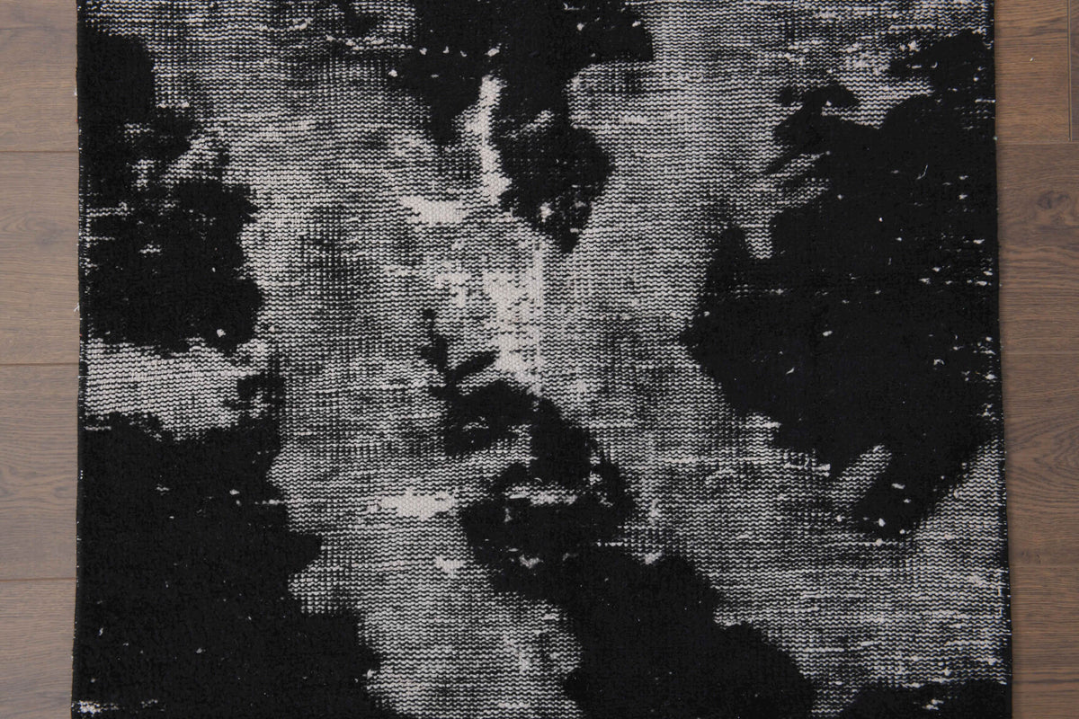 Distressed Black Anatolian Runner Rug