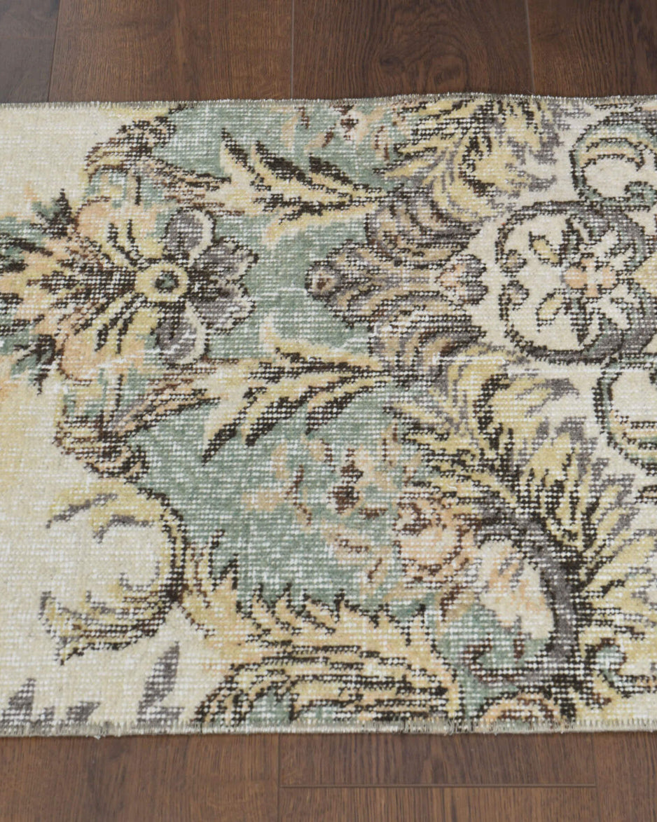 Authentic Anatolian vintage runner rug (1970s) with floral design – one-of-a-kind at Fame Rugs