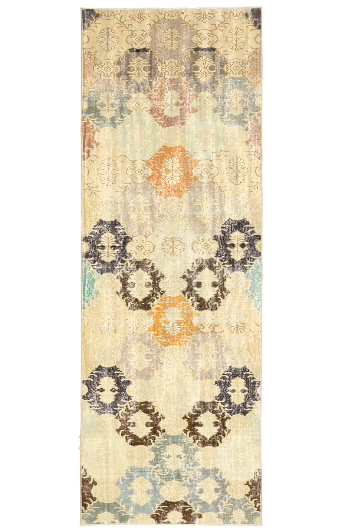 Beige Vintage Anatolian Runner Rug