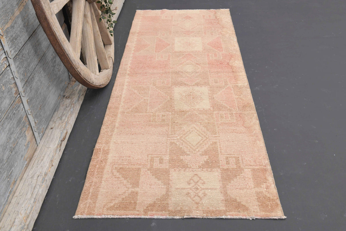 Pink Vintage Oushak Runner Rug