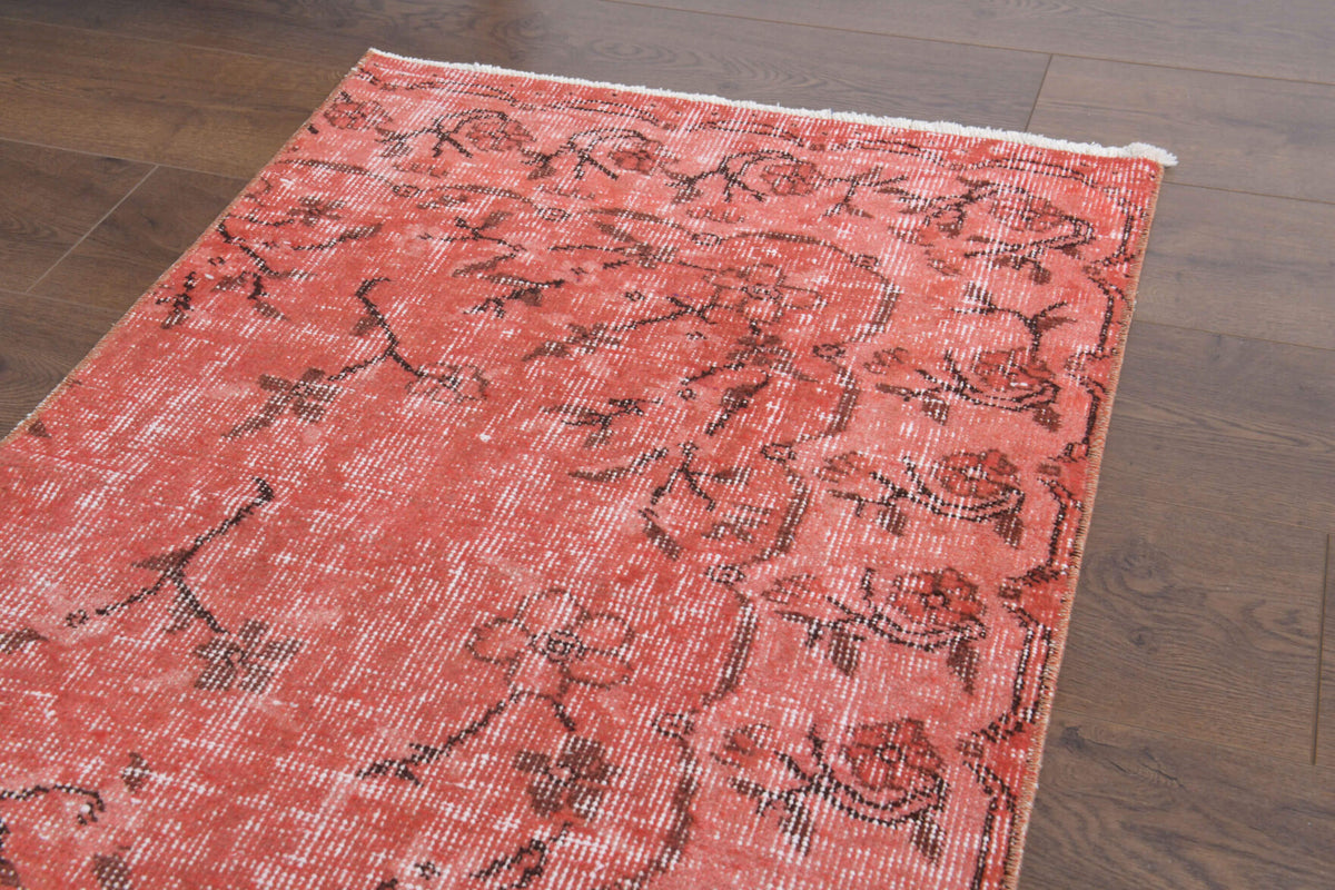 Red Vintage Floral Anatolian Runner Rug