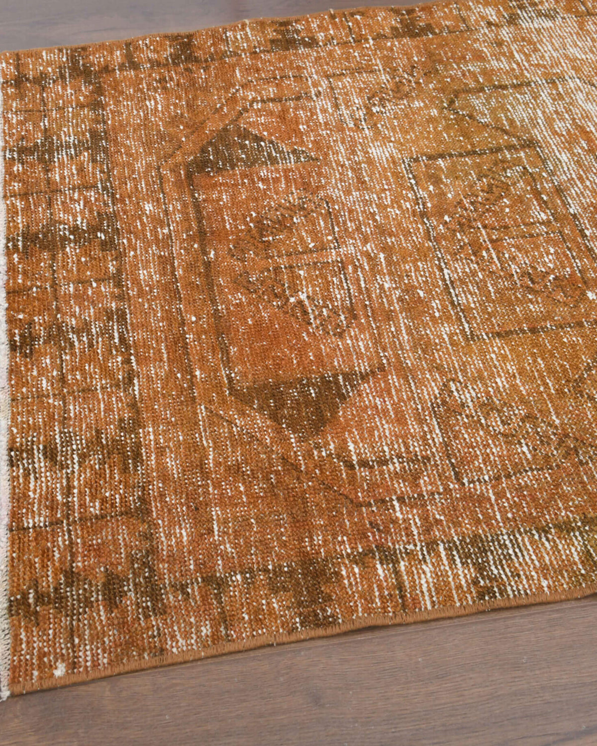 Authentic Anatolian overdyed vintage runner rug (1970s) with tribal design – one-of-a-kind at Fame Rugs