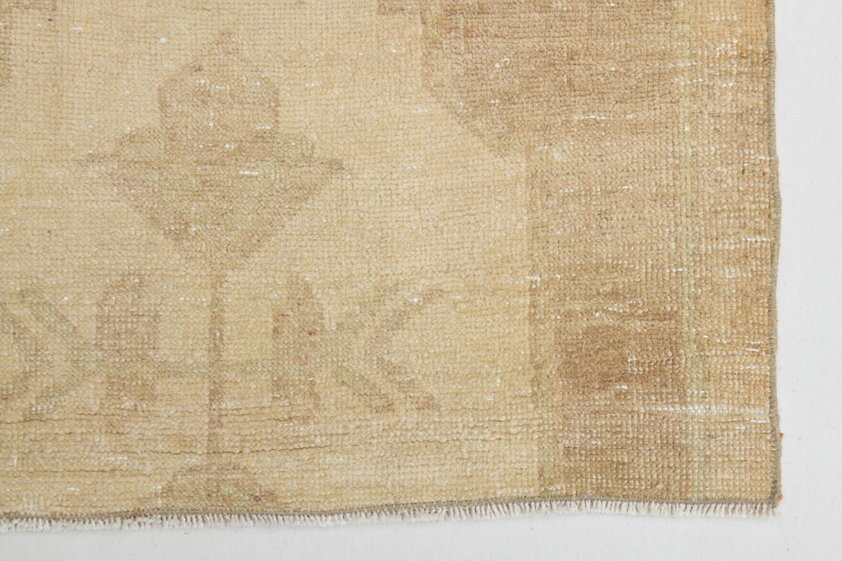 Antique Neutral Oushak Runner Rug