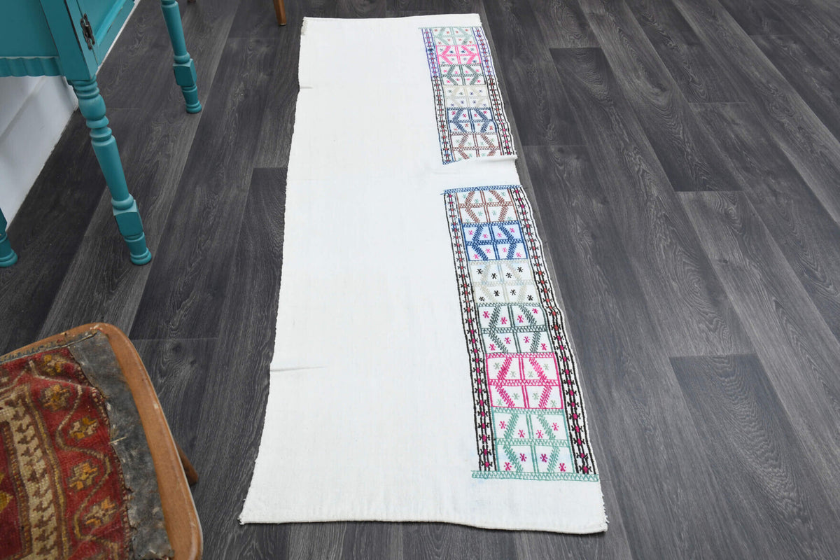 Boho Chic - White Vintage Kilim Runner