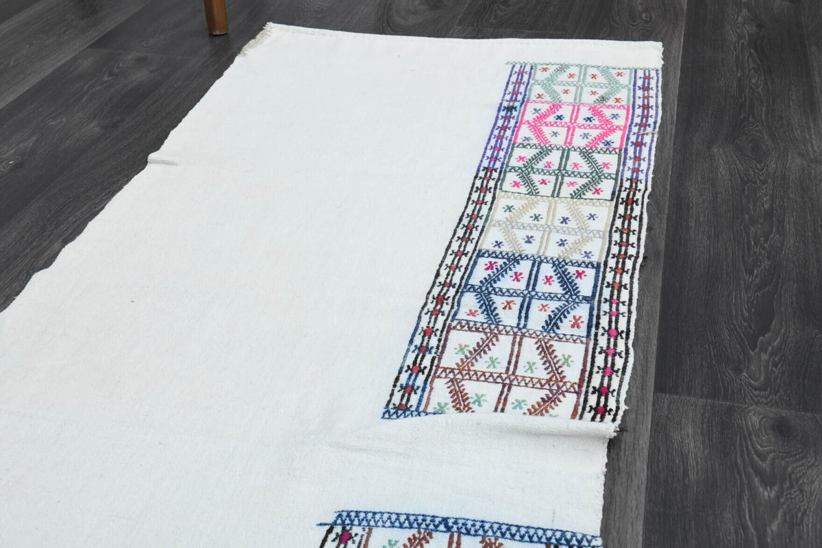 Boho Chic - White Vintage Kilim Runner