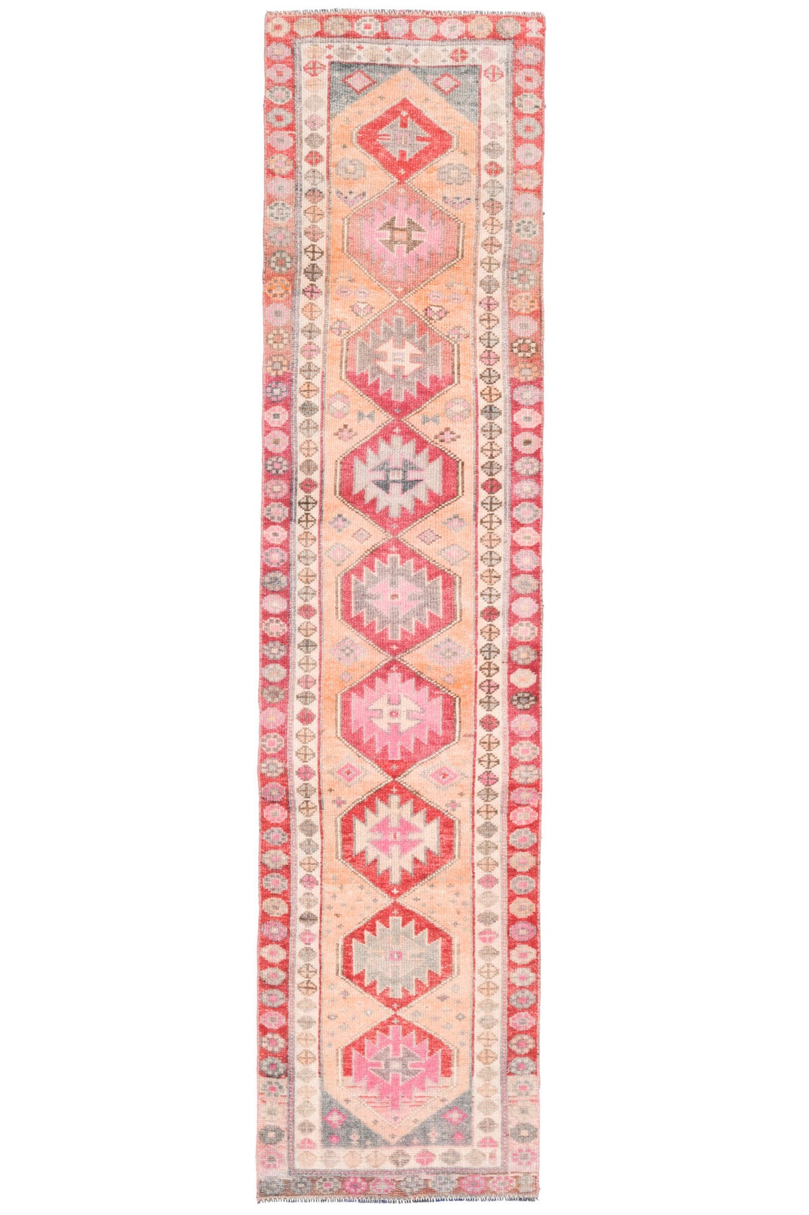Peach & Red - Turkish Runner Rug