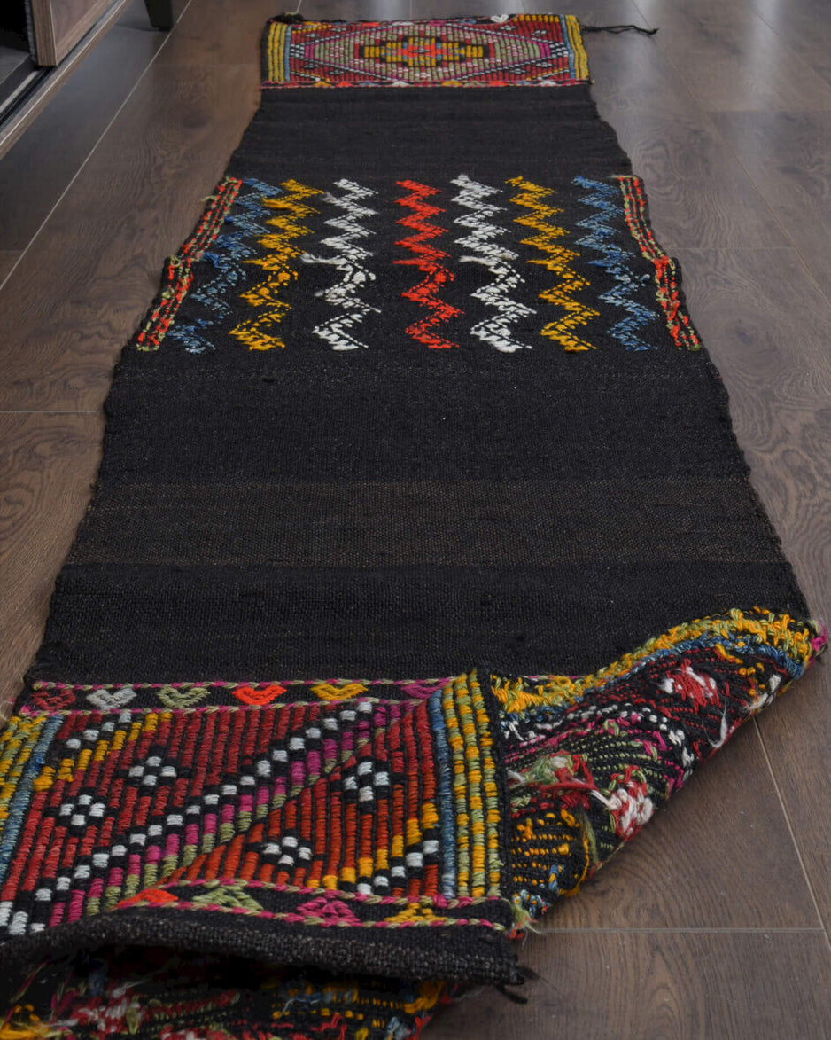48x230 cm vintage kilim Anatolian runner rug – Nazendegul, flatweave, wool