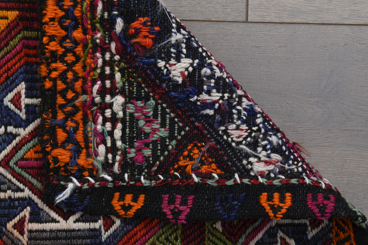 Muazzezgul runner: 1960s handwoven flatweave Anatolian runner with oriental motifs