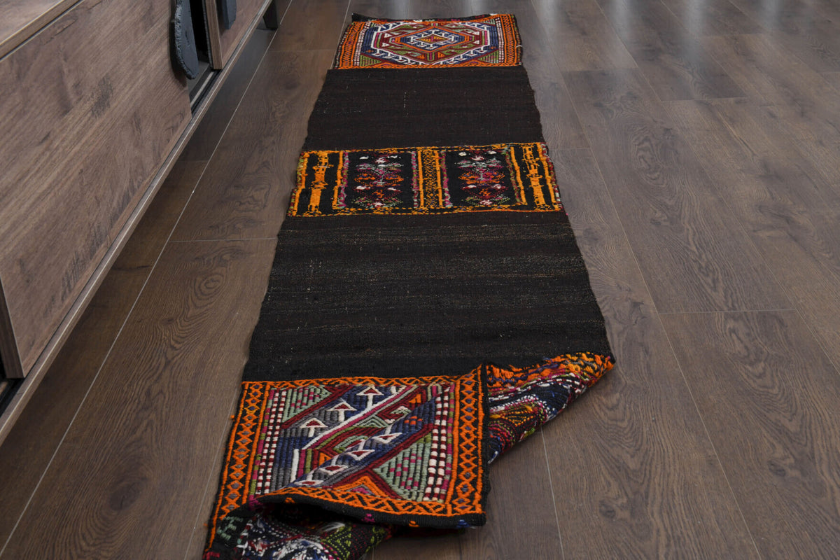 50x241 cm vintage kilim Anatolian runner rug – Muazzezgul, flatweave, wool