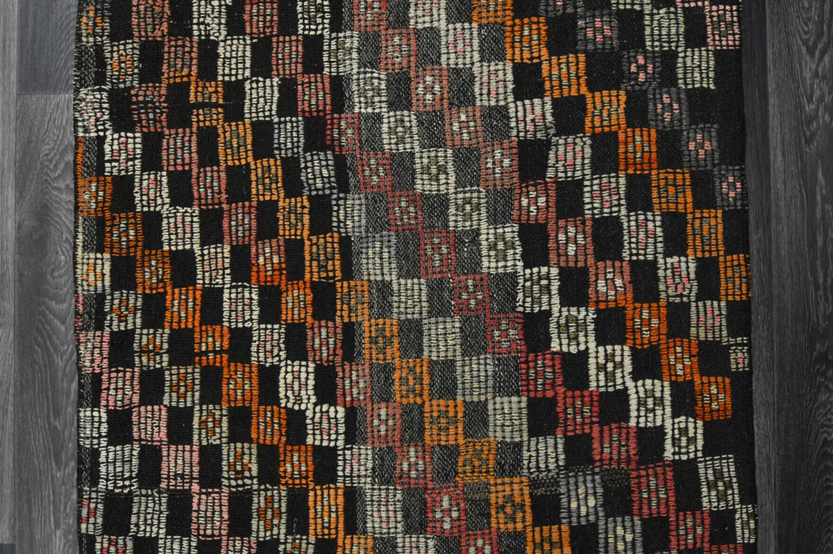 Authentic Anatolian vintage kilim runner rug (1960s) with ikat design – one-of-a-kind at Fame Rugs