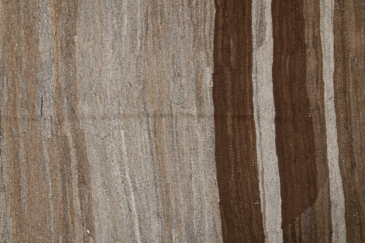 Turkish Brown Kilim Wide Runner Rug