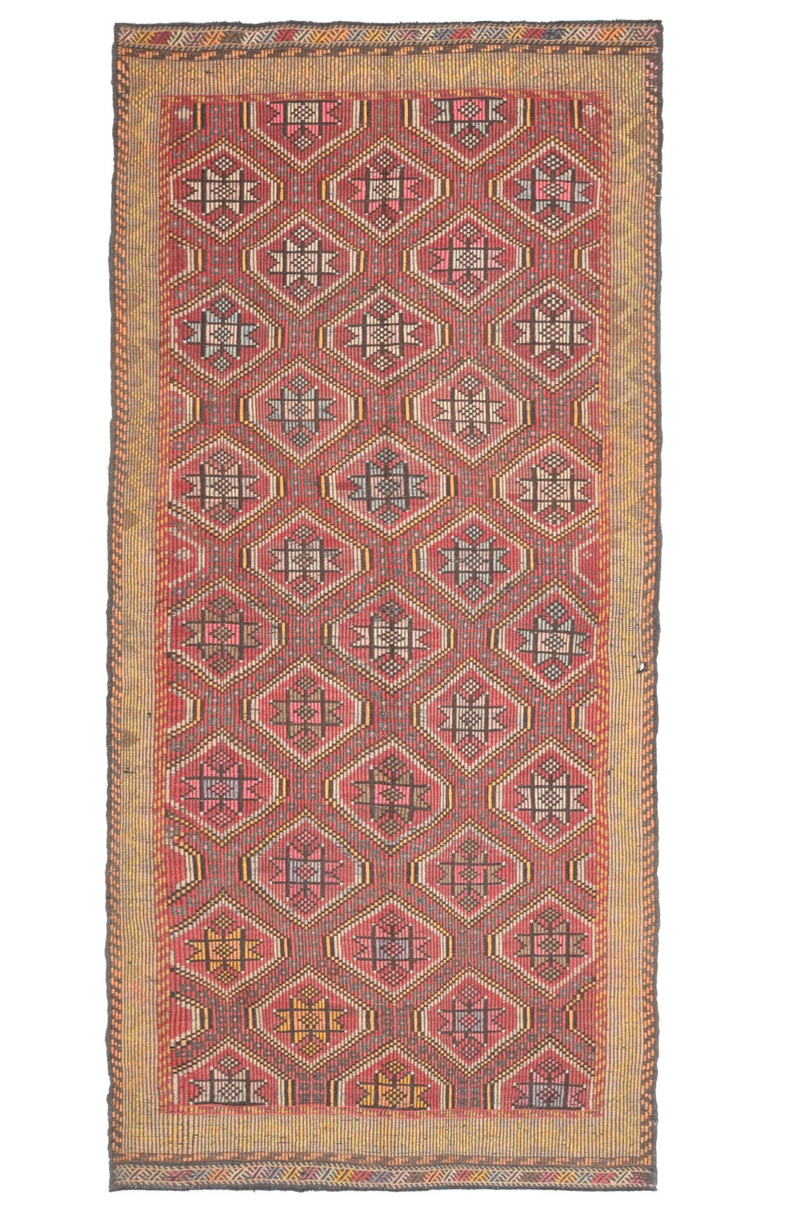 5x10 Kilim, Vintage Turkish Wide Runner Rug