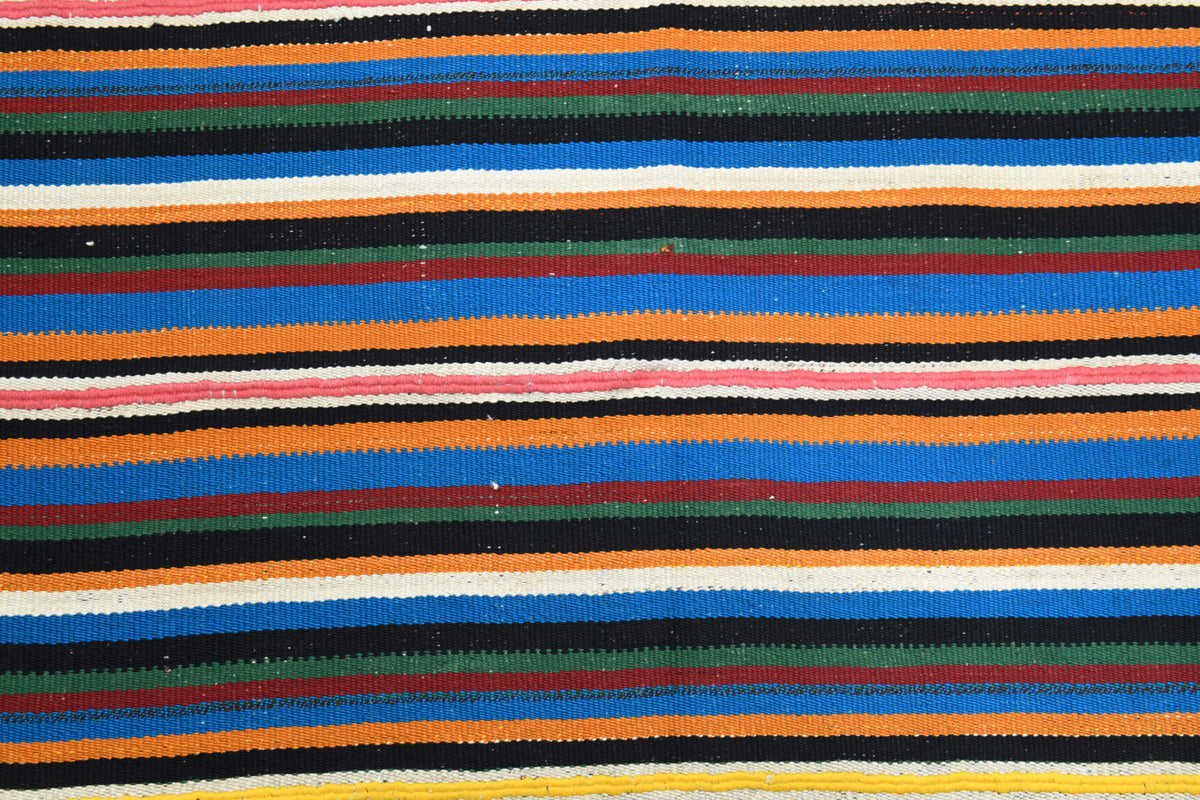 Kalophema – vintage striped runner for living room or hallway, 4'11" x 12'9" (151x389 cm)