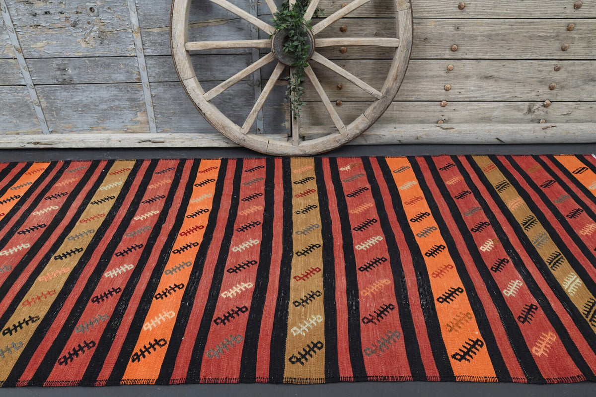 Turkish Vintage Wide Runner Kilim