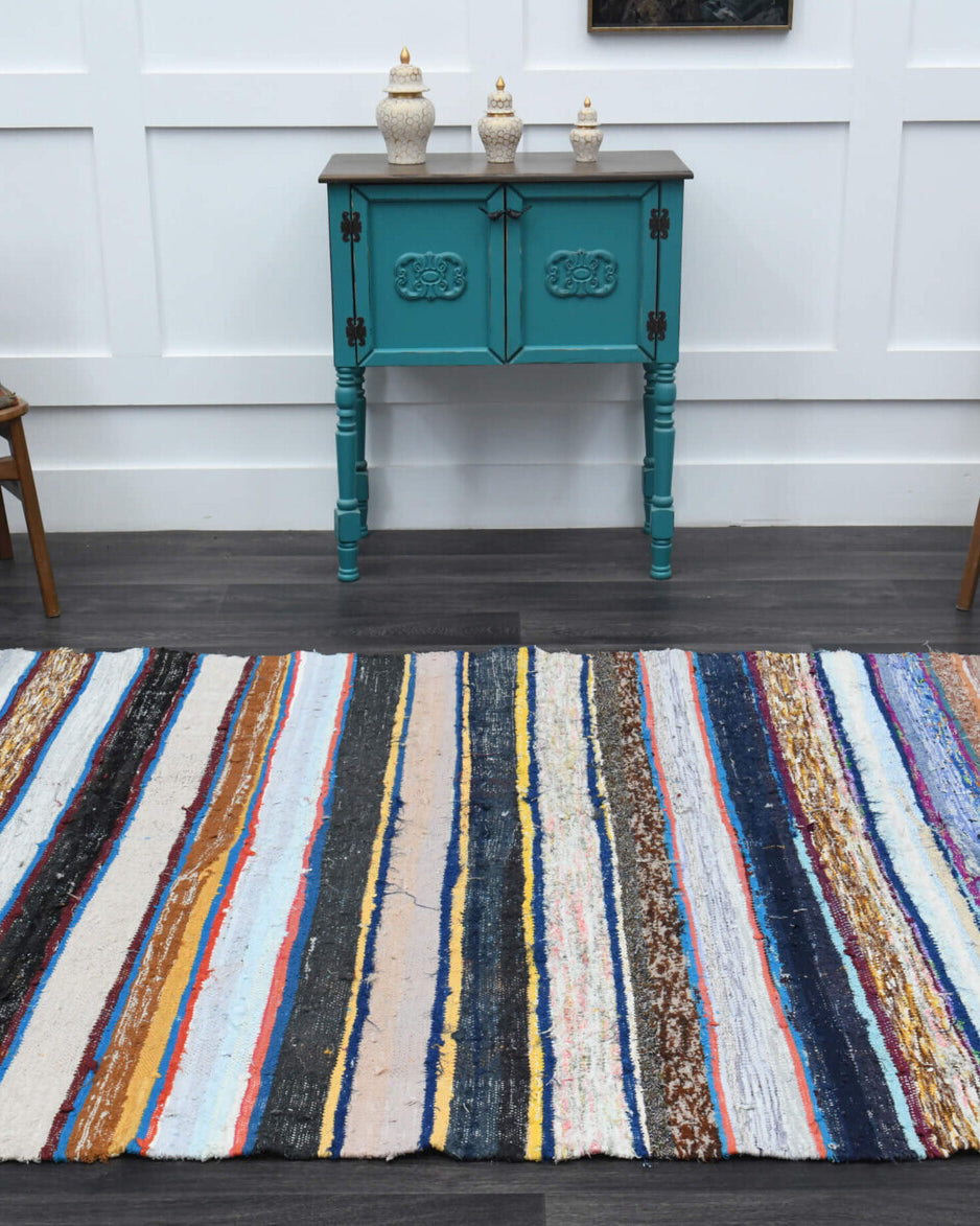 One-of-a-kind 1960s Anatolian vintage kilim rug in wool, 5'7" x 11'10"