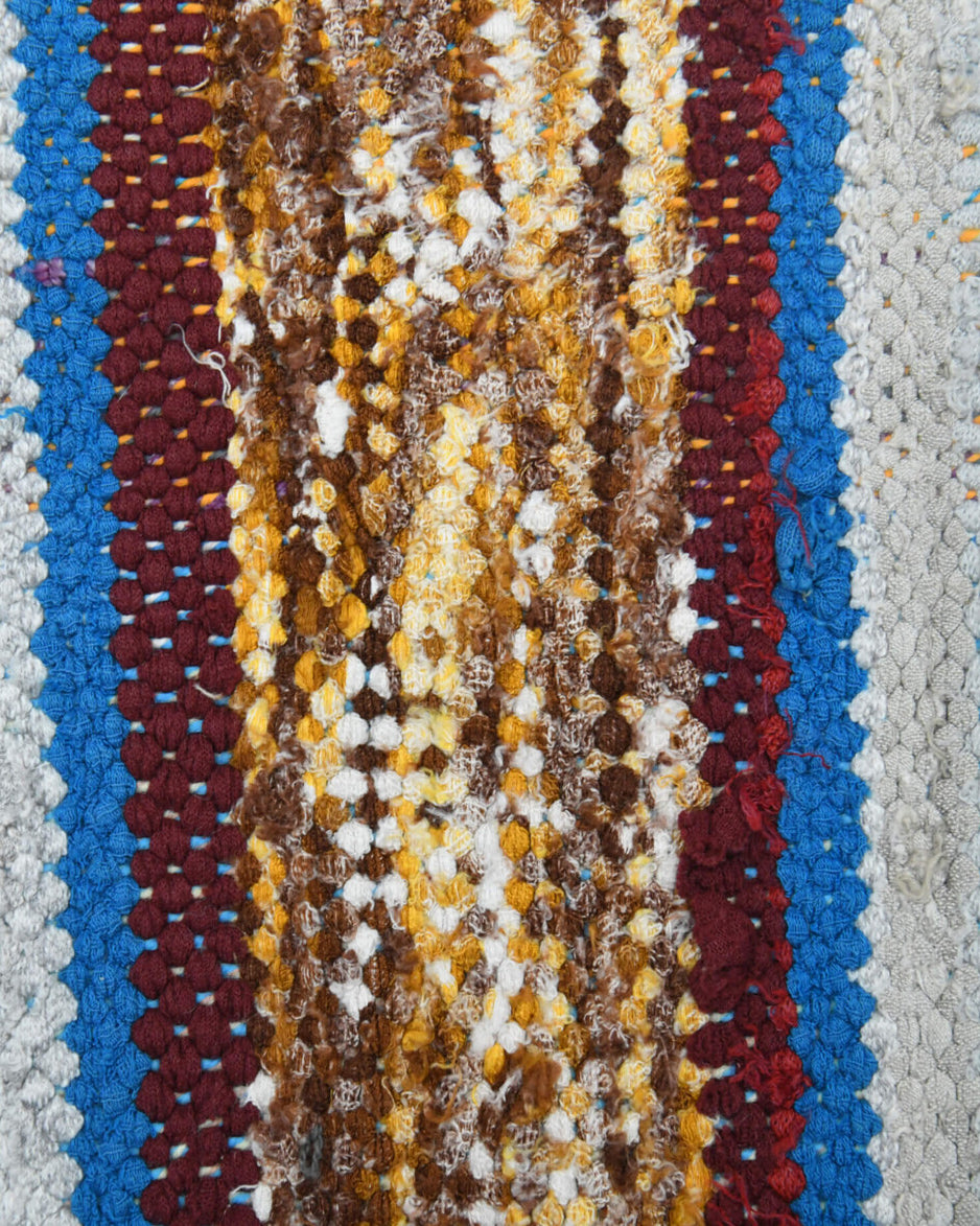 Handwoven flatweave wool kilim from Anatolia, Turkey – Colorful Striped Vintage Kilim Organic Kids Room Rug 5'7" x 11'10"