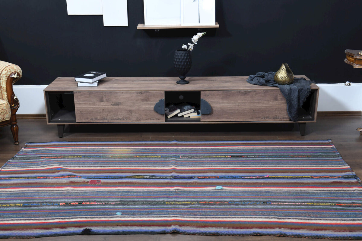 Colorful Flatweave Striped Rug