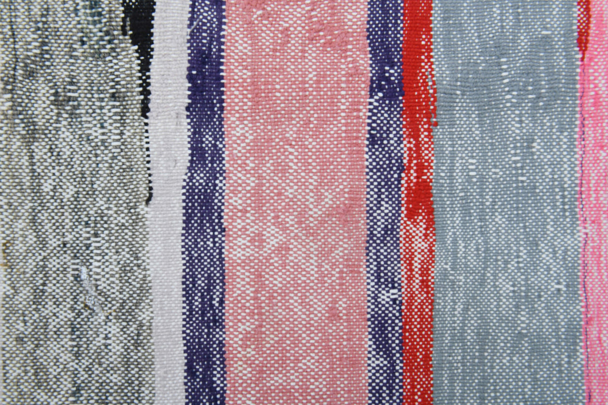 Authentic Anatolian vintage kilim rug (1960s) with striped design – one-of-a-kind at Fame Rugs
