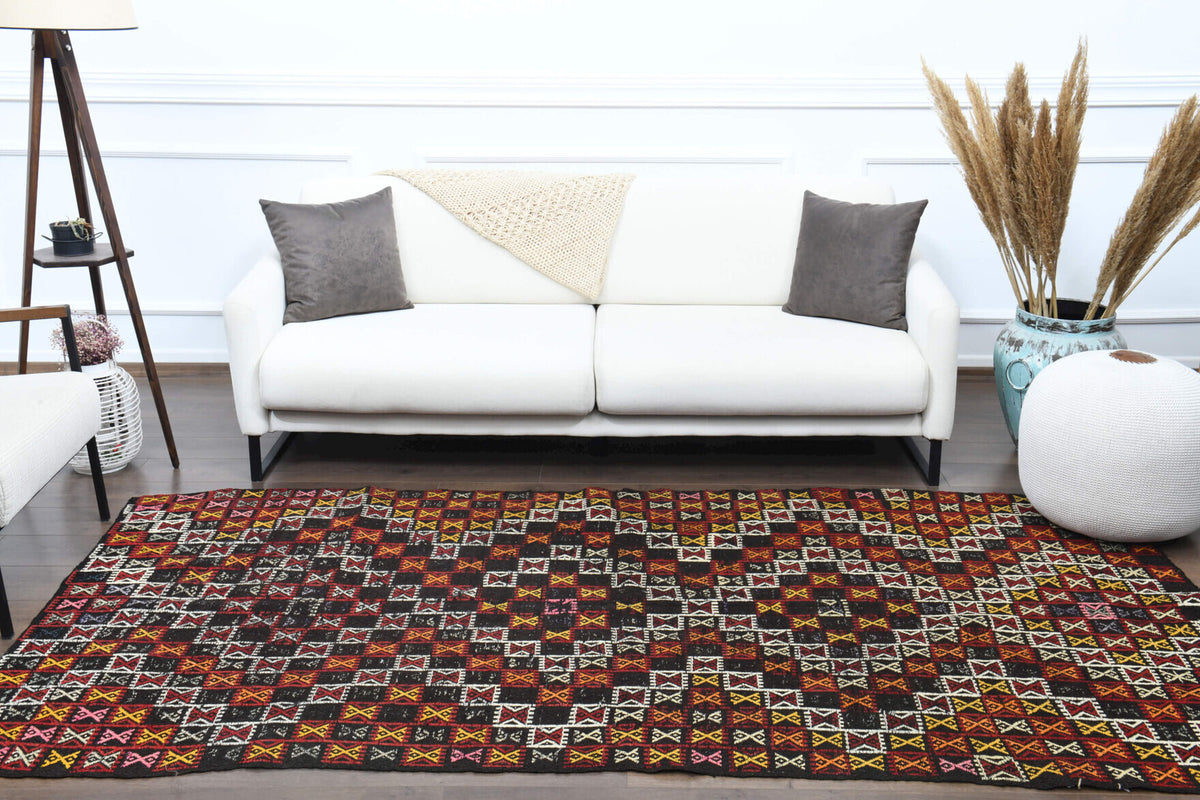 Turkish Vintage Area Kilim Rug