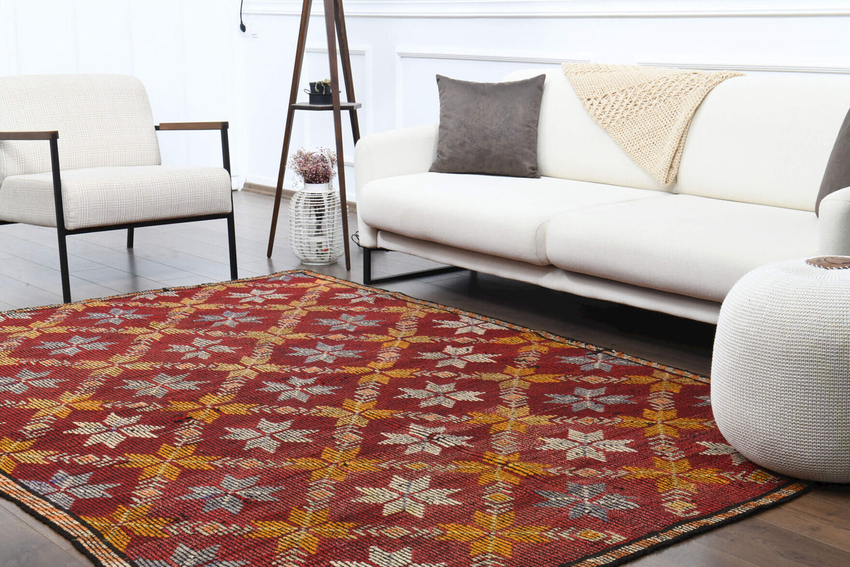 Turkish Vintage Area Kilim Rug