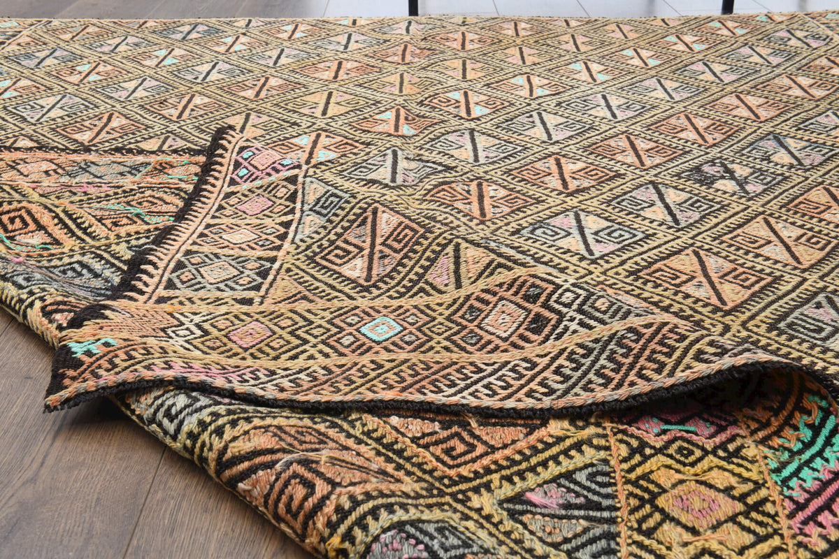 One-of-a-kind 1960s Anatolian vintage kilim rug in wool, 6'1" x 6'11"