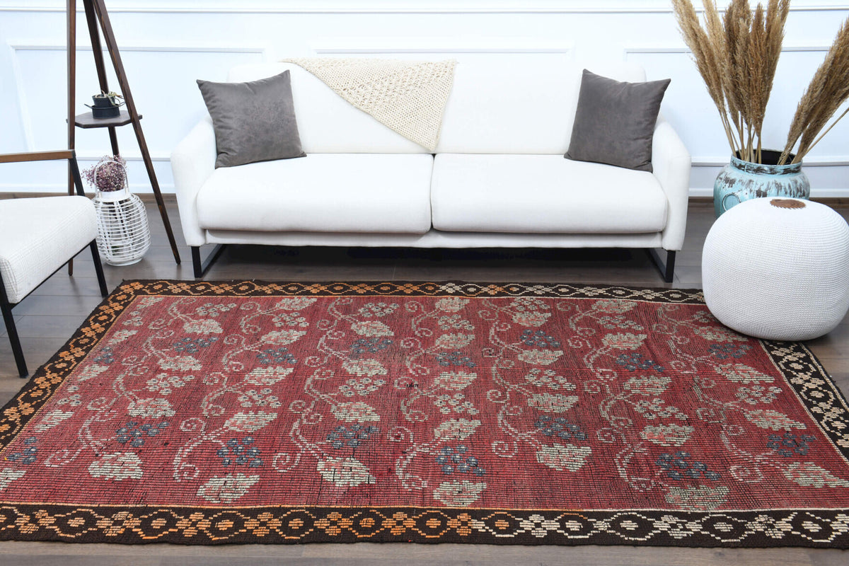 Turkish Vintage Area Kilim Rug