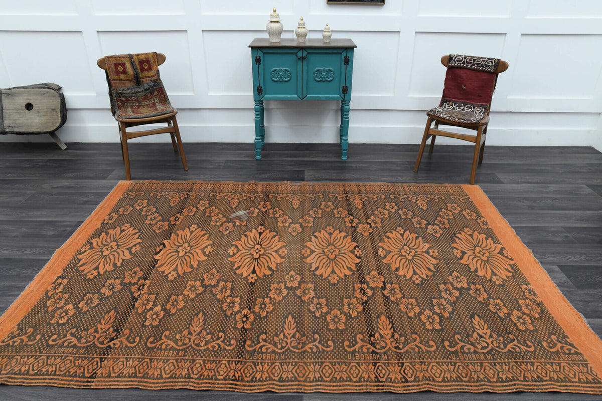 One-of-a-kind 1960s Anatolian vintage kilim rug in wool, 5'10" x 8'8"
