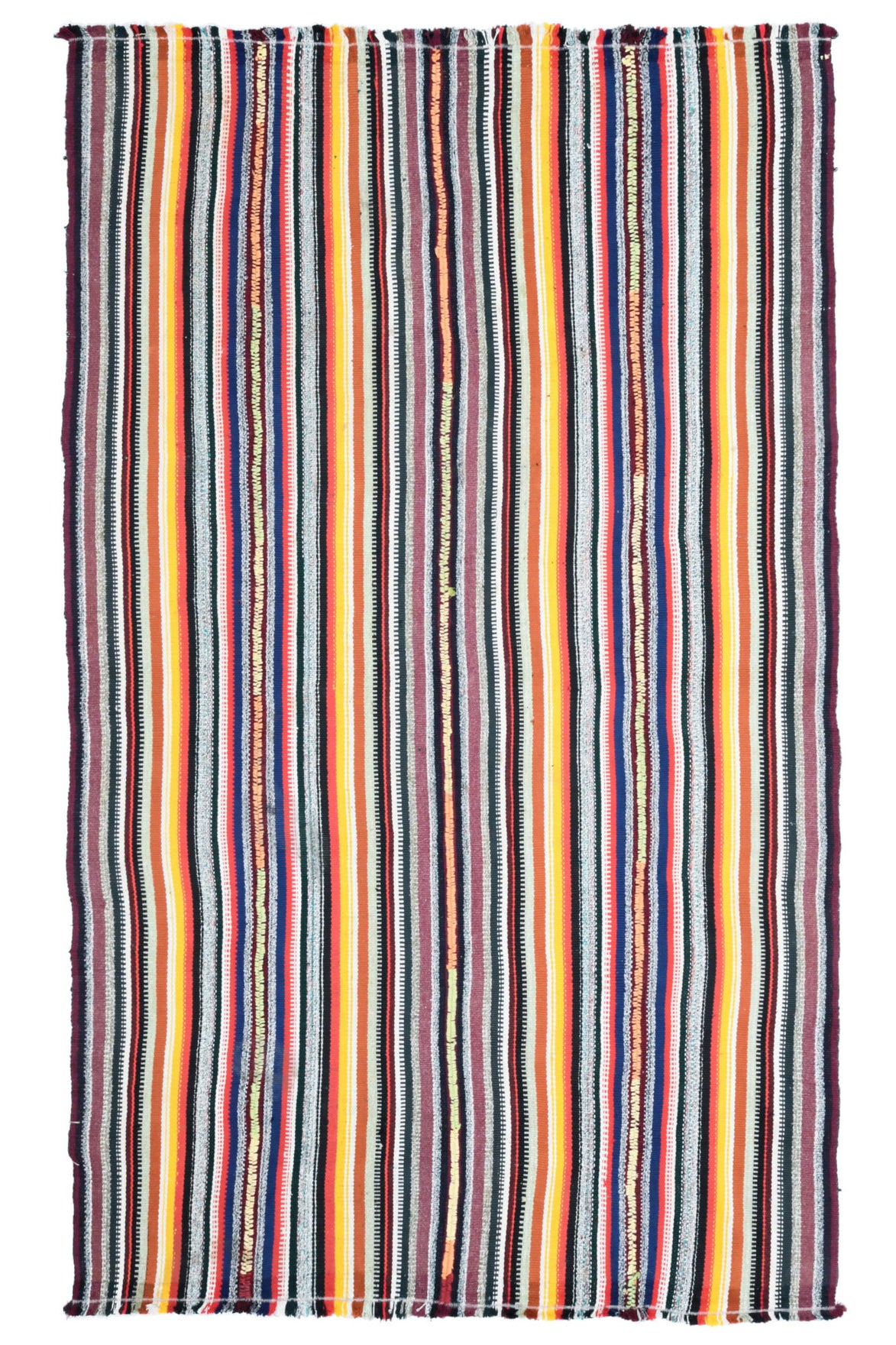 Turkish Vintage Striped Flatweave Carpet