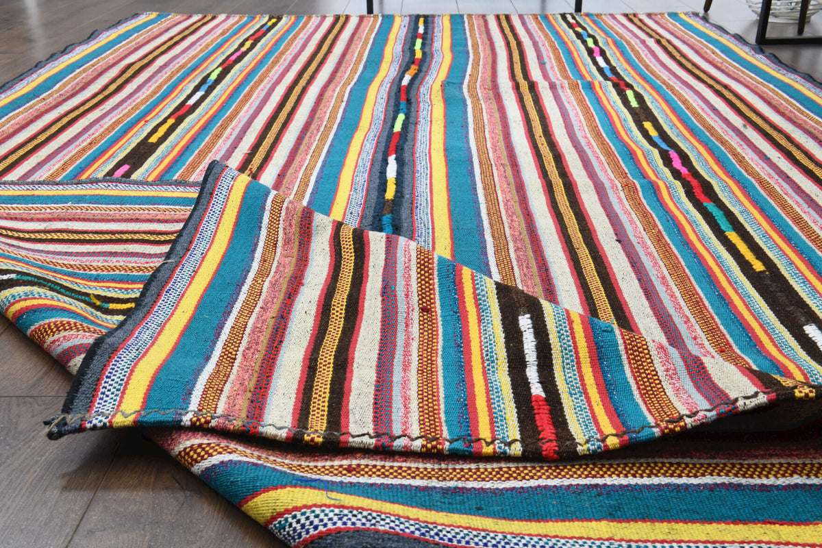 One-of-a-kind 1960s Anatolian vintage kilim rug in wool, 5'11" x 9'9"
