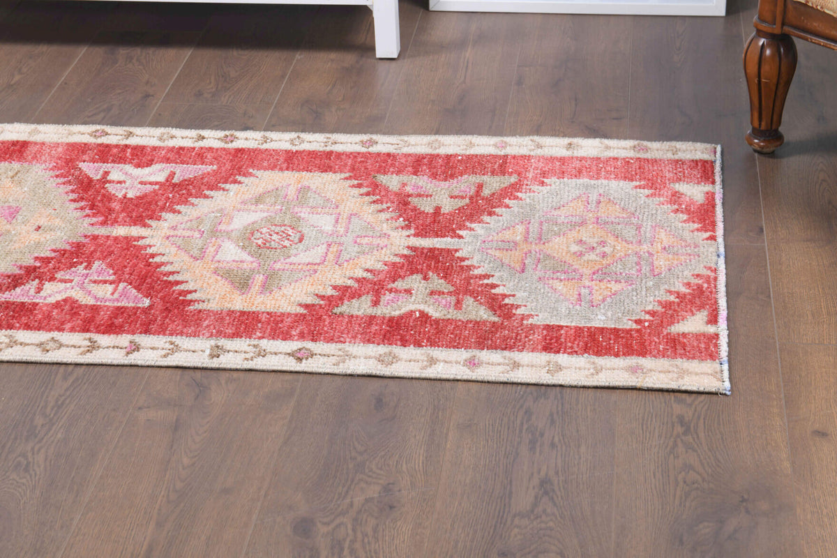 Red Vintage Anatolian Runner Rug