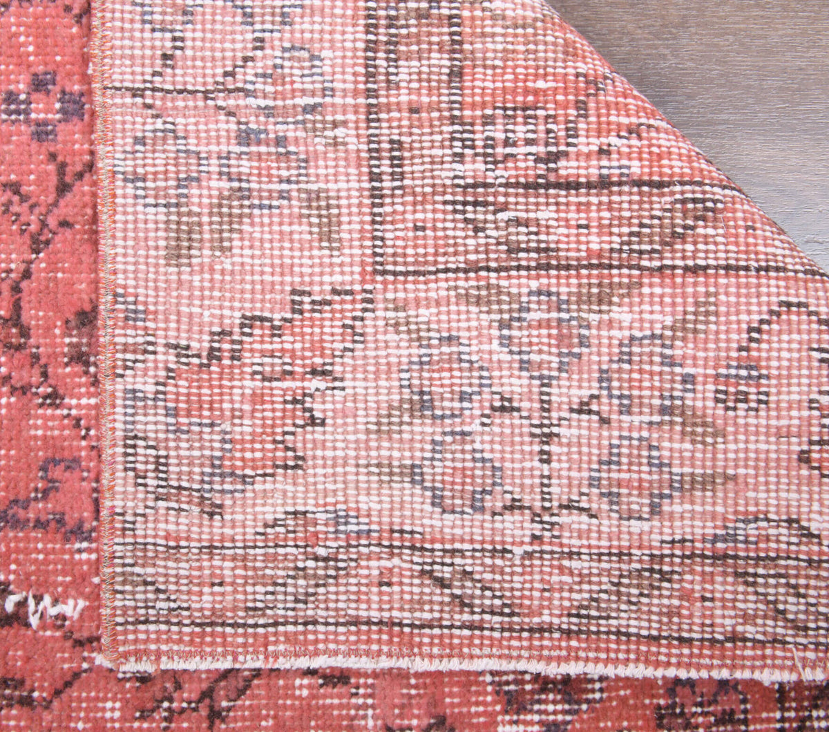 Pink Floral Anatolian Rug - Vintage from 1970′s