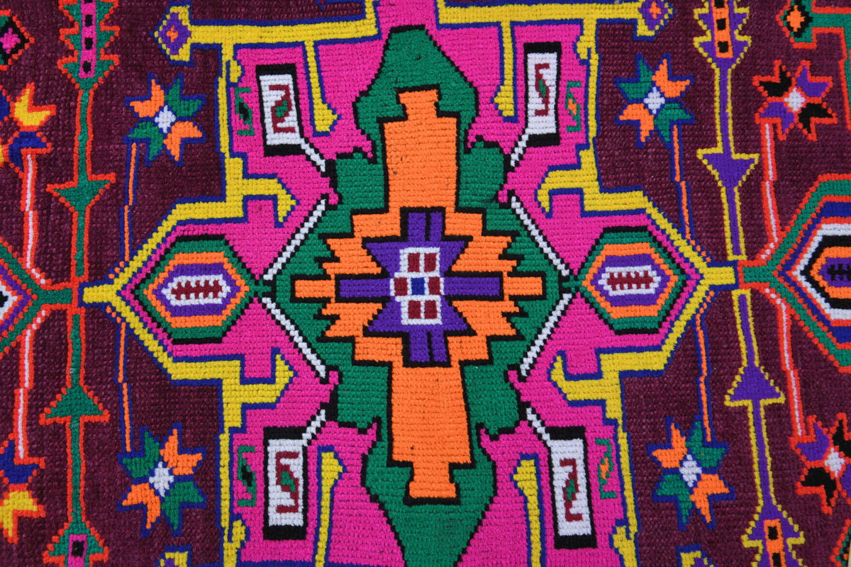 Vibrant Purple Vintage Anatolian Runner Rug
